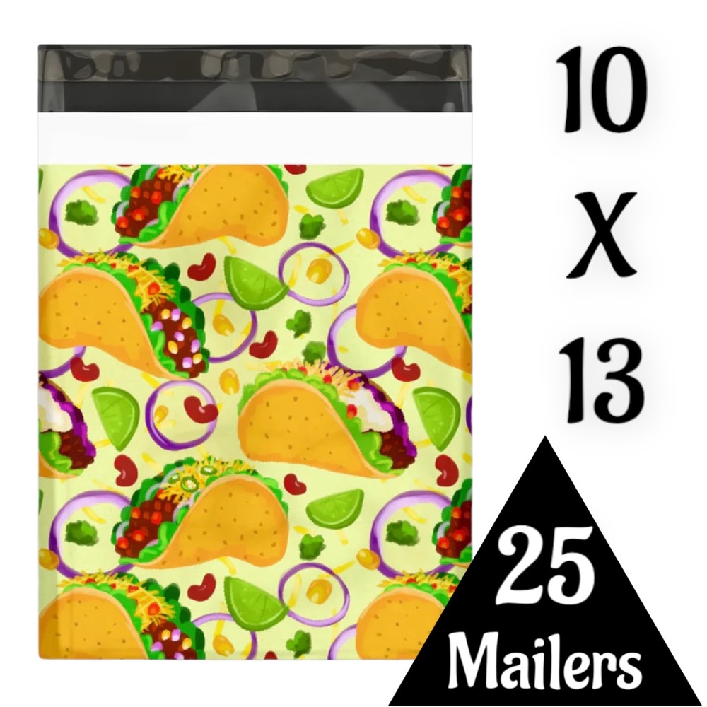 25 10X13 Poly Mailers, Tacos Taco Shipping Envelopes PRICE IS FIRM - Picture 3 of 5